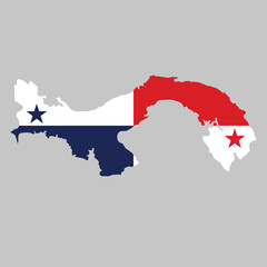 Obraz premium Panama outline of map on background of national flag