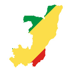 Obraz premium Republic of Congo outline of map on background of national flag