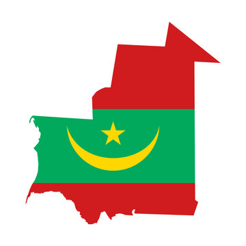 recommend clip art: Mauritania outline of map on background of national flag