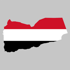 Fototapeta premium Yemen outline of map on background of national flag