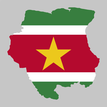 recommend clip art: Suriname outline of map on background of national flag