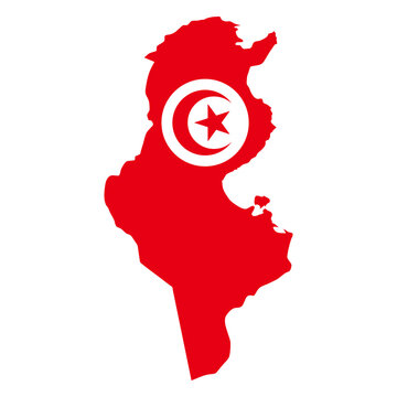 recommend clip art: Tunisia outline of map on background of national flag