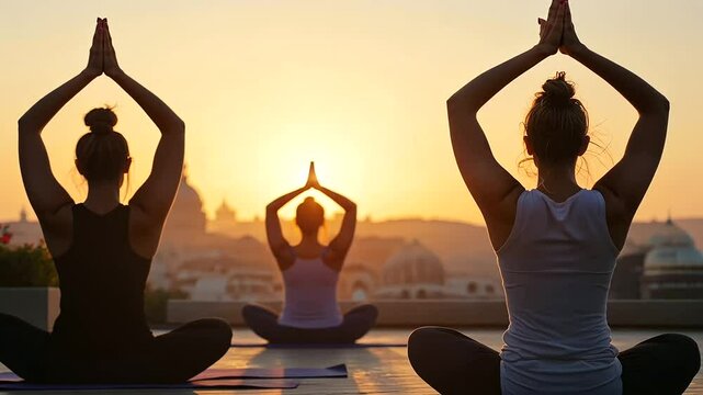 Rooftop Yoga Class at Sunrise with a Paris View