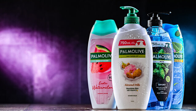 Containers of Palmolive cosmetics.
