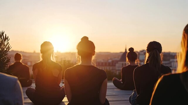 Rooftop Yoga Class at Sunrise with Paris View