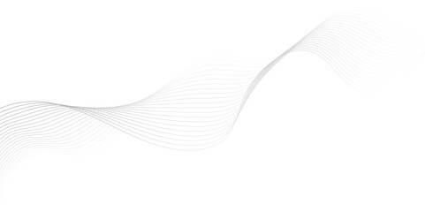 Fototapeta premium Gray wave curve lines abstract background with flowing particles. Digital energy waves technology concept. Modern backdrop design for business, presentation, banner.
