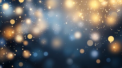 A captivating abstract background showcasing an array of shimmering lights in blue and gold hues. Perfect for creating a magical atmosphere in digital artworks and designs.