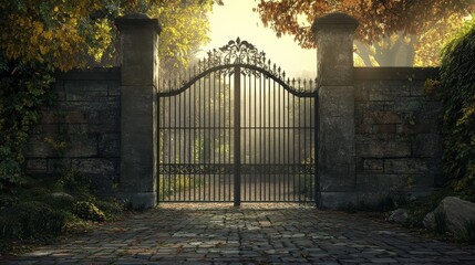 Prison sentence, historic prison gate idea