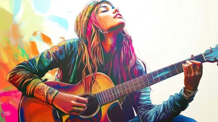 Obraz premium Guitar-strumming hipster.