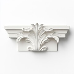 The white trim on the wall is ornate and has leaves on it