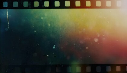 Obraz premium Nostalgic Filmstrip Aesthetic. Vibrant Aurora Like Colors with Dust and Scratches, Perfect for Vintage Retro Photography, Cinematic Overlays, or Dreamy Abstract Backgrounds