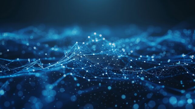 Sleek dark blue background for powerpoint with technological elements and futuristic graphics