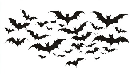 Obraz premium Bats soar over white, spooky Halloween decor
