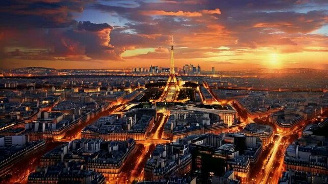 sunset over the city