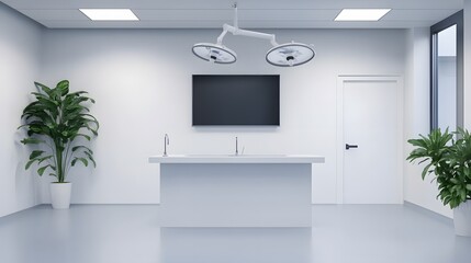 Educational board in a veterinary clinic showing benefits of spay procedures, 3D rendering