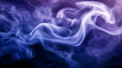 Mystical purple smoke swirls on black background