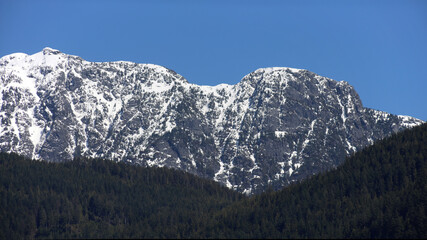 First snow of the winter season in Cascadia Mountains