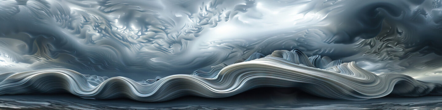 Undulatus Asperatus Clouds: Wave-Like Cloud Formations with Asperitas Characteristics - Visualize a scene where undulatus asperatus clouds form