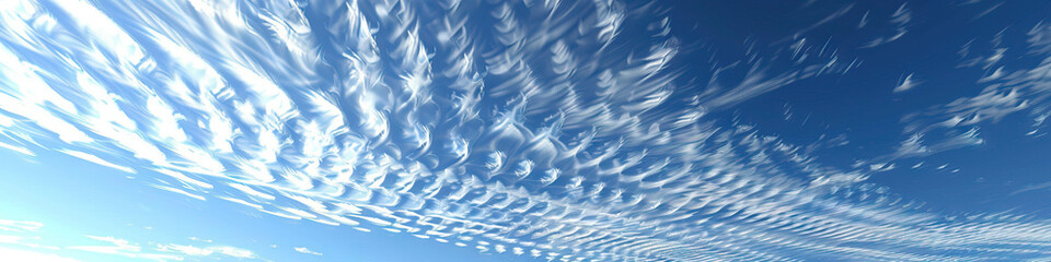 Obraz premium Mackerel Sky: A Sky Filled with Rows of Small, White Clouds - Visualize a scene where a mackerel sky fills the sky, with rows of small, white clouds resembling the scales of a mackerel fish