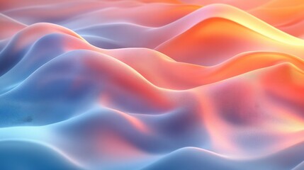 Obraz premium Softly Flowing Waves in Vibrant Gradient Colors of Blue and Orange Creating a Dreamy Abstract Background for Creative Projects and Designs