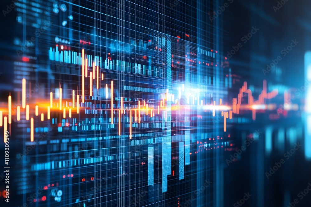 Aufkleber a dynamic image showcasing a digital data stream, featuring vibrant colors and graph patterns that r