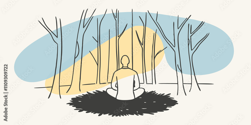 Poster morning ritual as dawn breaks an individual sits on a soft bed of moss in a quiet forest. their hand