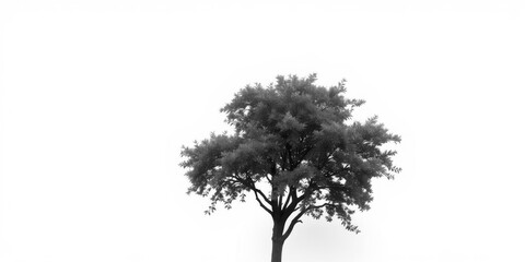 A tall and leafy tree standing alone against a clean white background, leafy