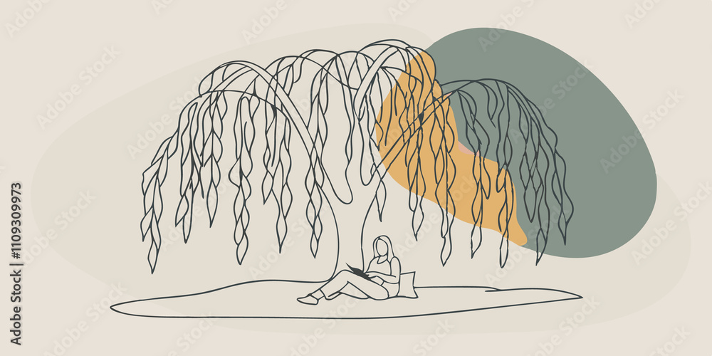 Aufkleber natures canopy envision a picturesque scene where the long graceful branches of the willow sway ligh
