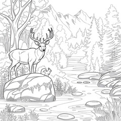 Obraz premium landscape with a deer
