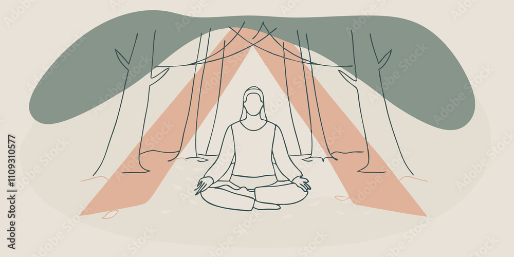 Aufkleber peaceful retreat a blanket of fallen leaves encircles the meditator who is dressed in comfortable fl