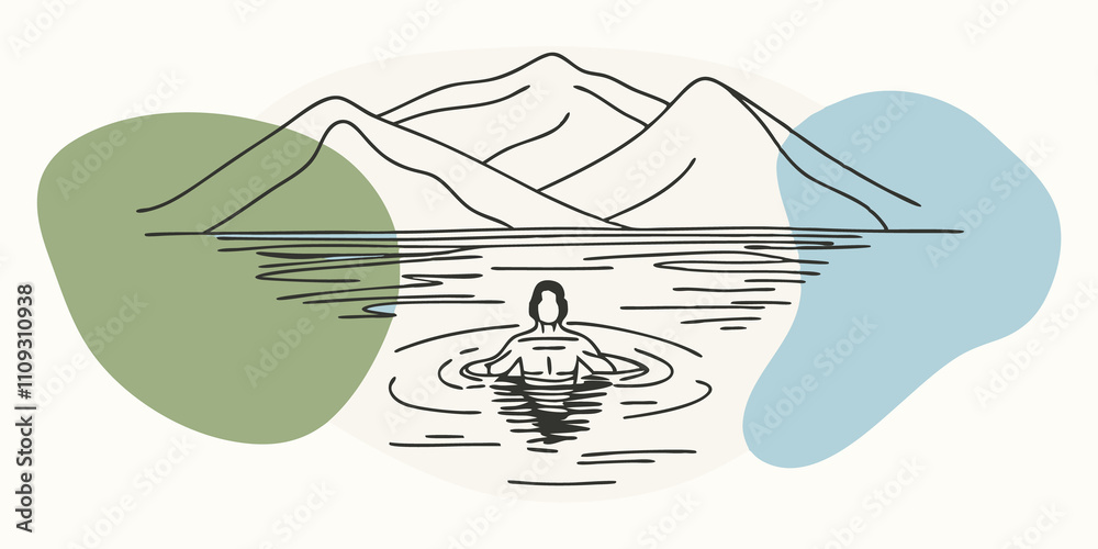 Poster reflection of nature a swimmer pauses to take in the beauty around them their reflection visible in 