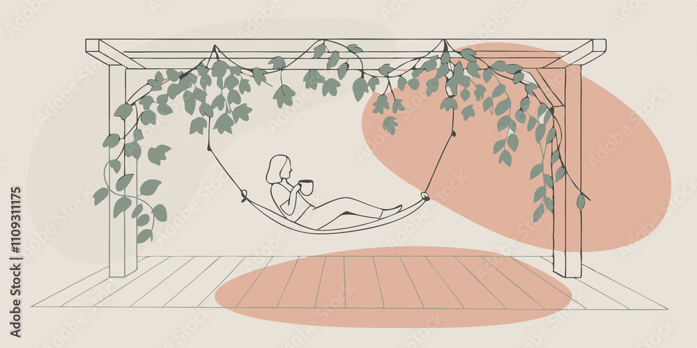 Aufkleber rustic porch relaxing on a wooden porch swing a person enjoys a steaming cup of ed tea while nibblin