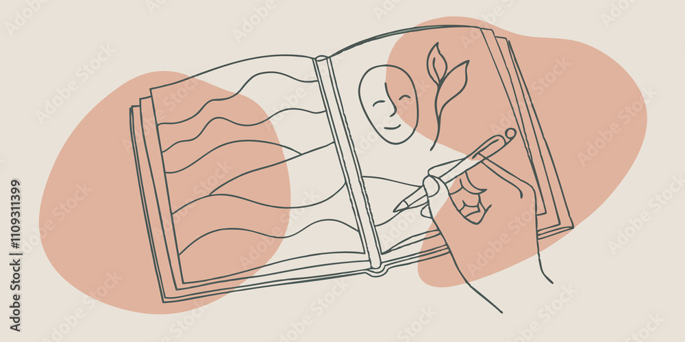 Poster serenity in writing the writer looks up from their journal a soft smile on their face captivated by 