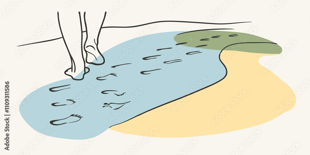 Aufkleber soft sand beneath the person takes a slow step forward their toes sinking into the warm soft sand. e