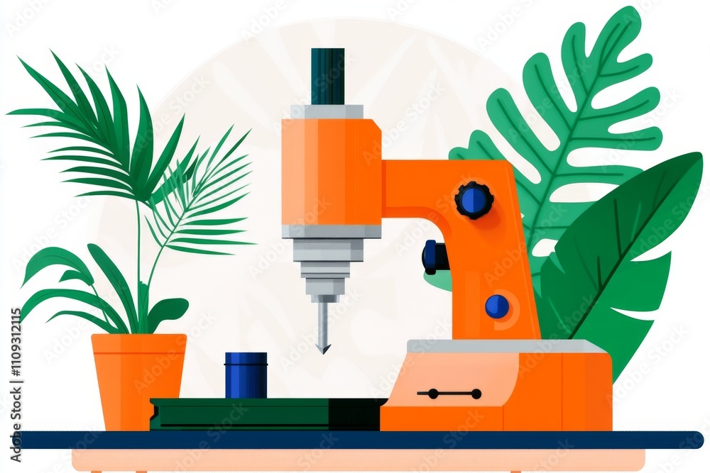 Aufkleber a flat design of a cnc milling machine icon with simple geometric shapes, set against a neutral back