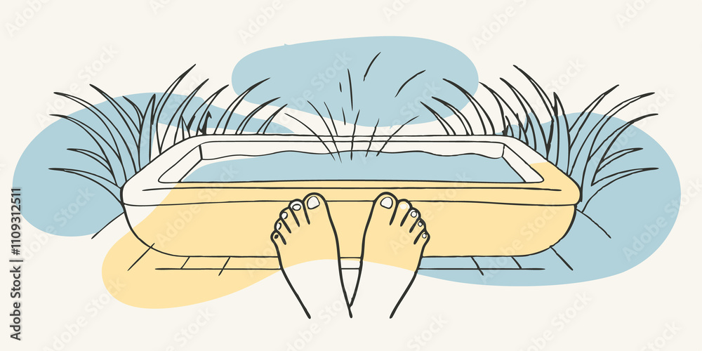 Poster Water Feature Visualize a person lounging near a small pond the surface shimmering in the sunlight. The sound of water gently flowing and splashing creates a calm atmosphere as the