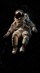 Fototapeta premium Mobile phone wallpaper: astronaut floating in space, black background