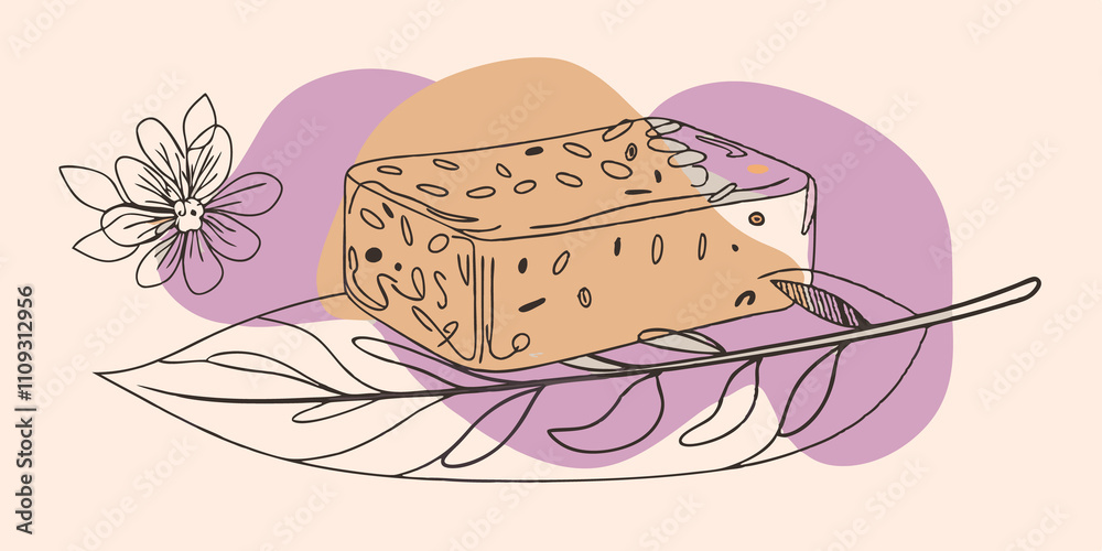 Poster a creamy bar of soap with oats visibly mixed in showcasing its natural wholesome ingredients. the so