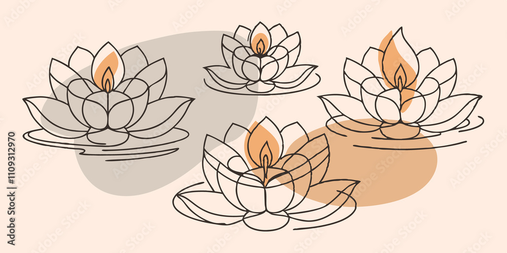 Poster a dance of light and color in a still pond glowing candles float like tiny boats their flames dancin