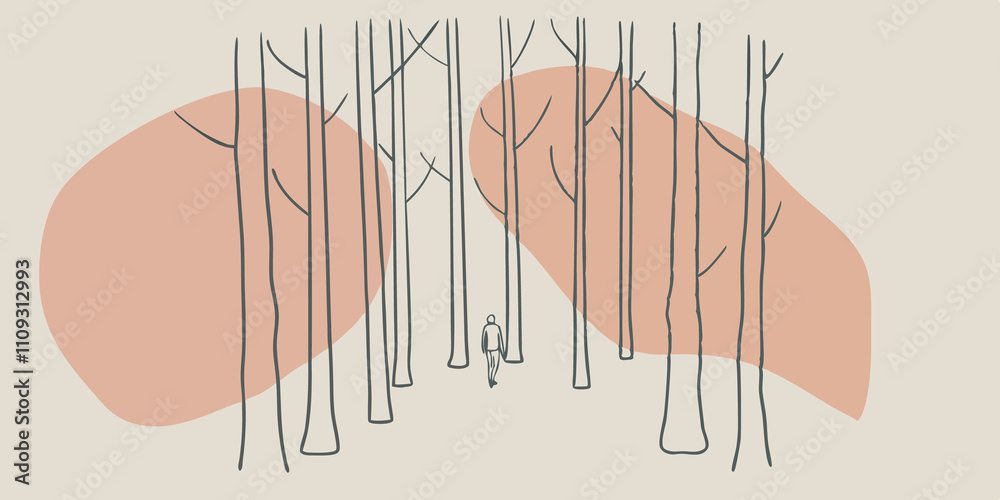 Poster A Dance with Shadows Shadows play ast the trees as the person moves deeper into the forest. The mist creates a dreamlike atmosphere where each element seems to dance softly with