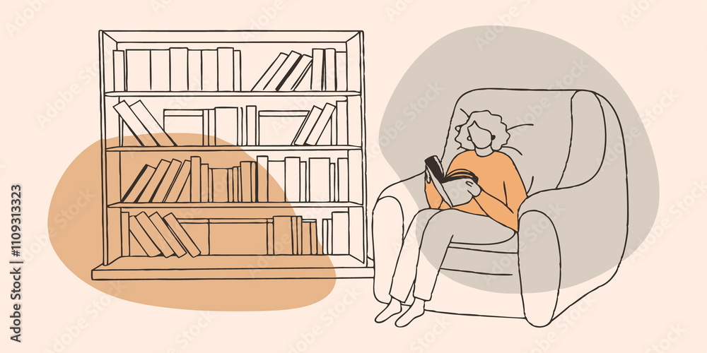 Aufkleber books and warmth the cozy cabin is lined with bookshelves filled with wellloved books. the person ne