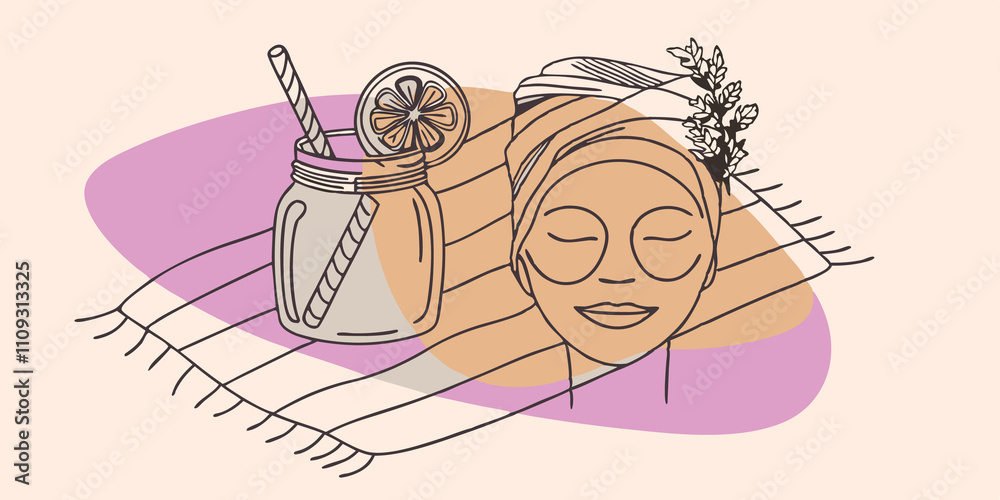 Poster breezy beachside bliss a figure rests on a beach towel eyes closed and adorned with a calming seawee