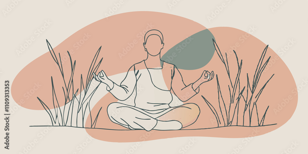 Poster breathe of life the person dressed in loose comfortable clothing inhales deeply eyes closed in focus