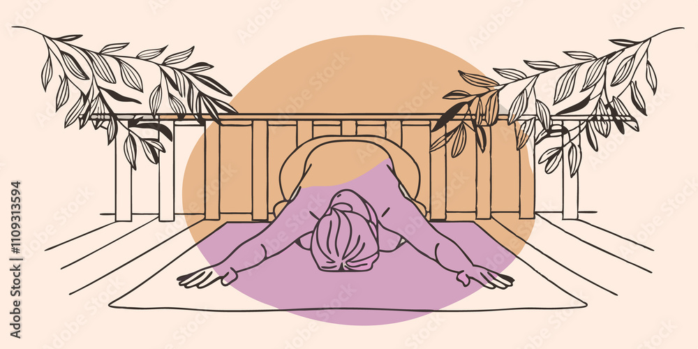 Aufkleber childs pose relaxation the person is in a serene childs pose arms stretched out in front forehead re