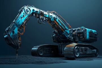 Futuristic Robotic Drill Mining Minerals - Advanced robotic excavator, mining, technology, future, industry