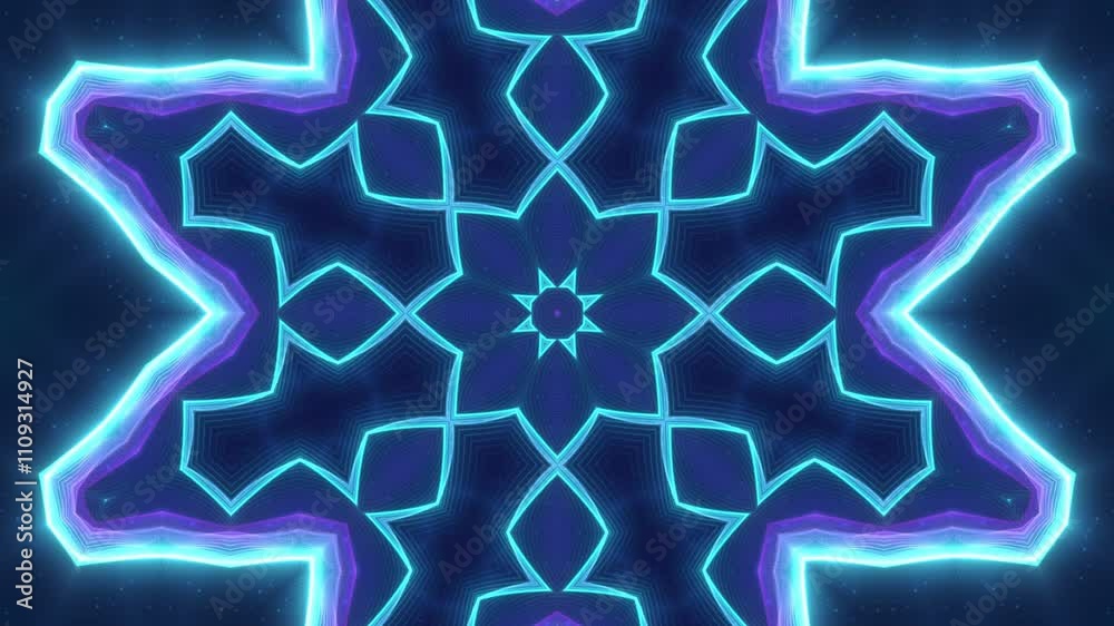 Sticker abstract glowing kaleidoscopic background with psychedelic motion