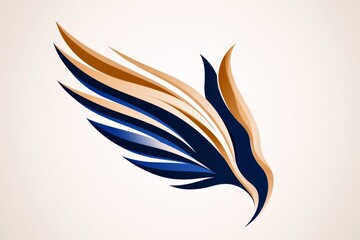 Obraz premium A minimalist logo featuring a bird wing in sleek, flowing curves and monochromatic tones