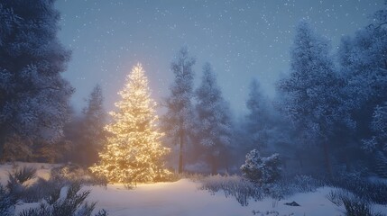 Fototapeta premium Festive Christmas Tree Decorations with Gifts and Sparkling Lights
