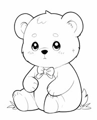 Obraz premium Cute Chibi Bear Coloring Page for Kids with Playful Ears and Fun Features to Color
