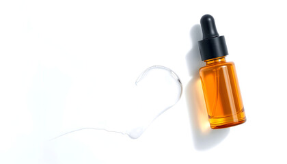 Fototapeta premium drops of serum gel texture cosmetic products on a transparent background top view with a white accent, png